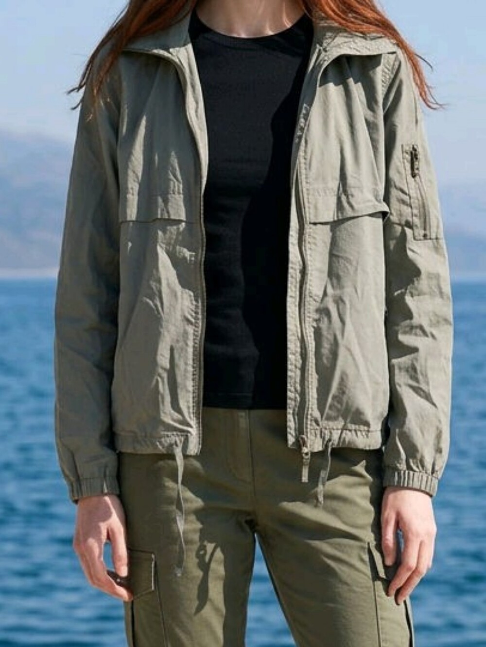 Olive Green Zip Jacket M